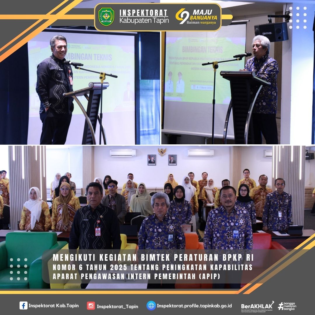 Kegiatan Bimbingan Teknis Peraturan BPKP RI Nomor 6 Tahun 2025 Tentang Peningkatan Kapabilitas APIP