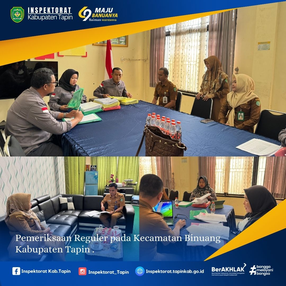 Pemeriksaan Reguler pada Kecamatan Binuang Kabupaten Tapin
