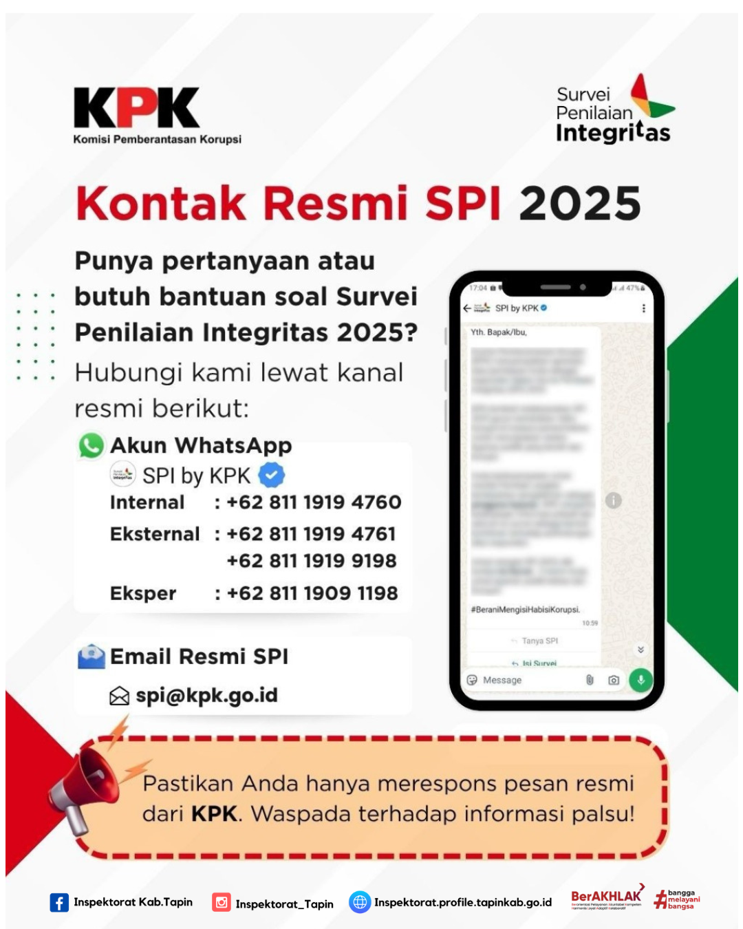 Kontak Resmi Survei Penilaian Integritas 2025